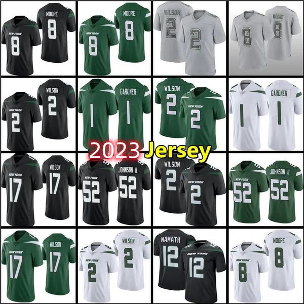 

2023 custom 8 aaron rodgers allen lazard football jersey ahmad sauce gardner garrett wilson breece hall quinnen williams michael carter core, Black;red