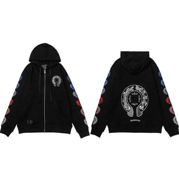 

fashion men's luxury jackets sweatshirts men women classic hoodies ch zipper hooded sweater designer cross pullover sanskrit hoodie cas, Black;brown
