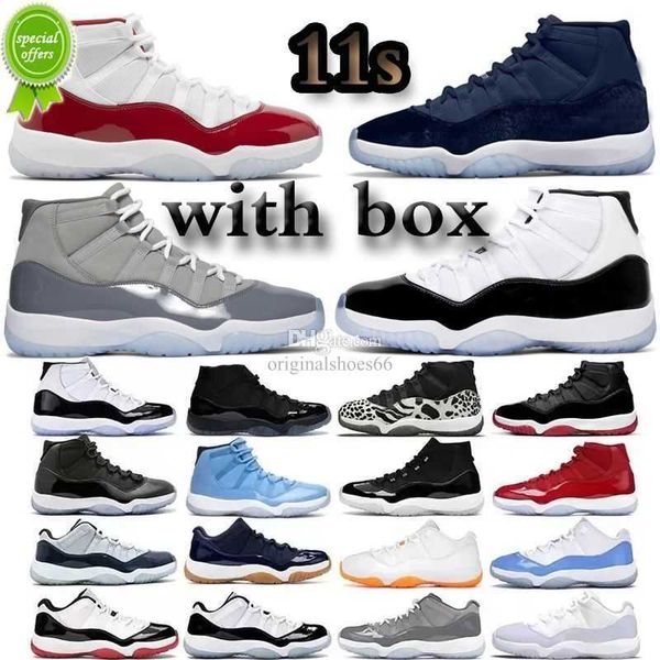 

2023 jumpman 11 midnight navy basketball shoes 11s low cherry cool grey bred 72-10 concord space jam pure violet legend blue, Black