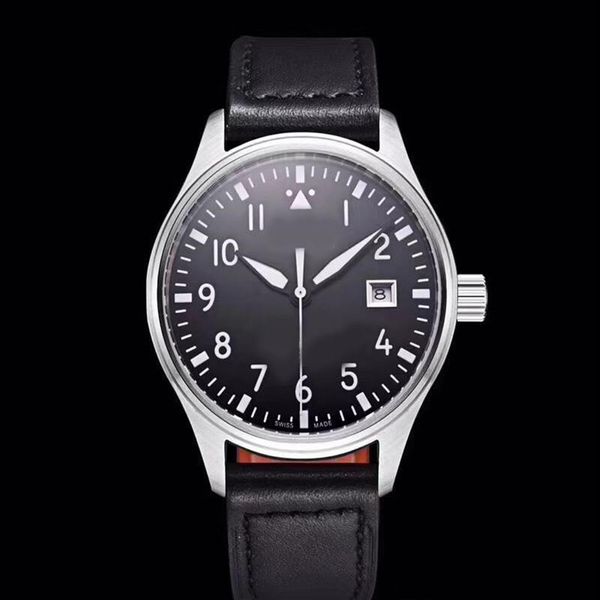 

2020 automatic mechanical men's watch pilot mark xviii iw327004 40mm blue dial brown leather strapmens watches274s, Slivery;brown