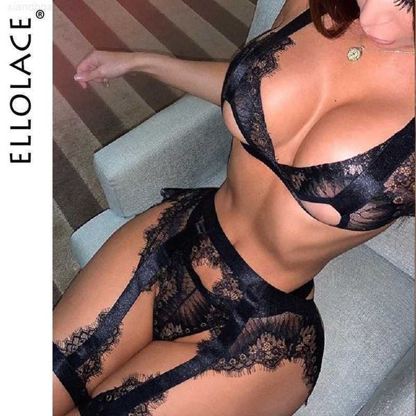 

suit ellolace erotic lingerie women' underwear set ees beha hollow out push up bh, Red;black