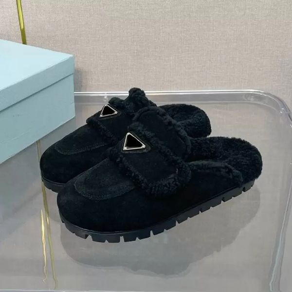 

casual shoes women fur slippers fluffy slipper designer thick bottom light brown merino wool slides sponge sliders bottegas sandals autumn w, Black