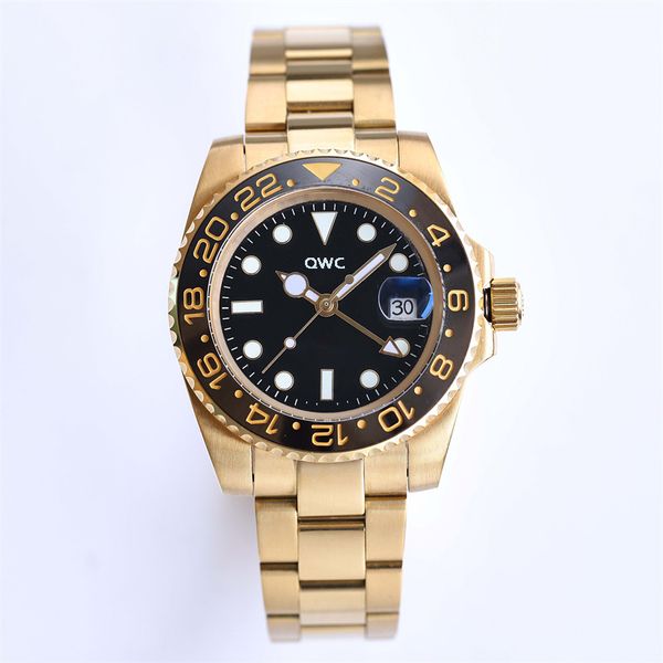 

mens automatic mechanical ceramics watches full stainless steel gliding clasp swimming wristwatches sapphire luminous watch montre de luxe, Slivery;brown