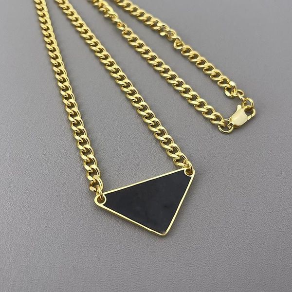 

pendant necklaces womens mens luxury designer necklace chain fashion jewelry black white p triangle pendant design party gold hip hop punk m, Silver