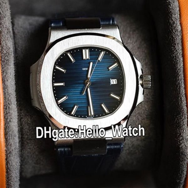 

version 40mm sport 5711 1a 010 5711 1 cal 324 automatic mens watch steel caes blue texture dial blue leather strap pphw watch269j, Slivery;brown