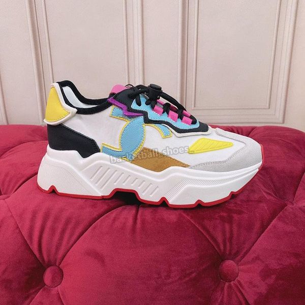 

with box designer shoes classic casual shoes designer brand men womens platform daymaster stitching material women sneakers super flex ru yc, Black