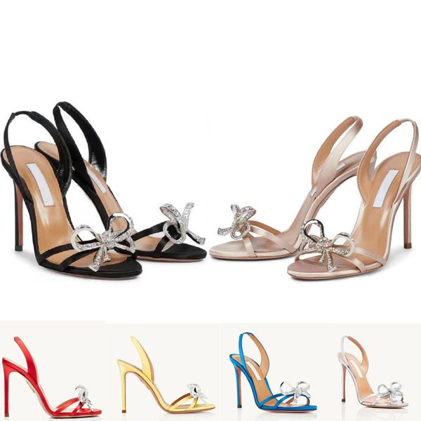 

new summer sandals genuine leather crystal beibei blue bowknot high heels show elegant women's charm wedding party dress shoes 35-43, Black