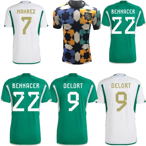 

2022/23 algeria soccer jerseys fans version slimani mahrez feghouli bennacer atal 22/23 algerie home away men football shirt camiseta de fut, Black;yellow