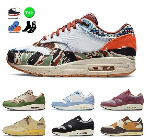 

travis scotts air trainer 1 men running shoes baroque brown 87 women sneakers 1s saturn gold heavy blueprint mellow mens sports shoe, Black