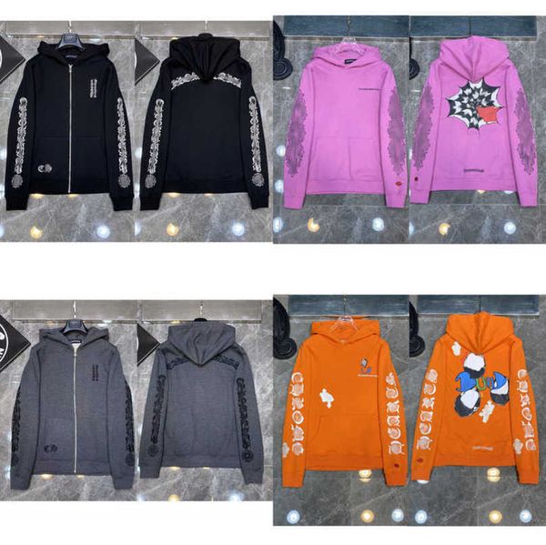 

sweatshirts luxury fashion men's jackets men women classic hoodies ch zipper hooded sweater designer cross pullover sanskrit hoodie cas, Black