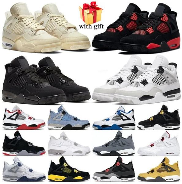 

fre ship men women basketball shoes 4 4s military black cat red thunder sail university blue white oreo fire pure money midnight navy mens s