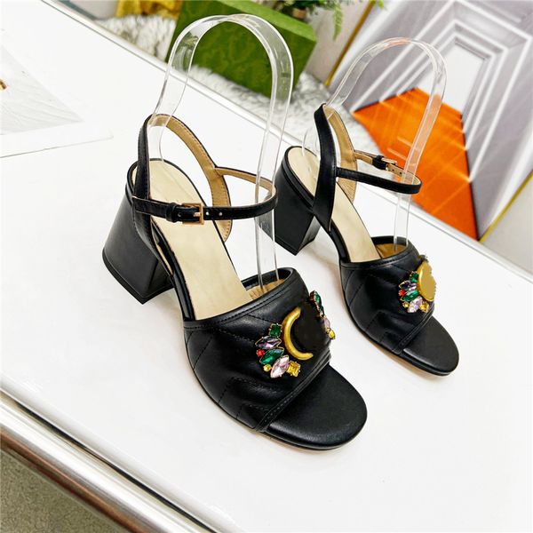 

summer popular 2023 women sandals ggity luxury brand business dress wedding party leather high heels casual flat slippers 02-014, Black