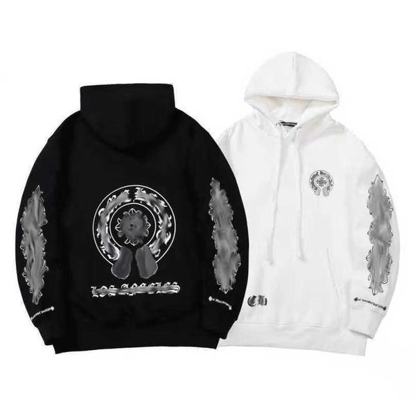 

fashion luxury jackets mens sweatshirts designer hoodies ch men women zipper cross scroll simple hooded sweater pullover hoodie casual coat, Black