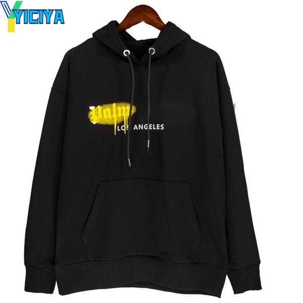 

yiciya hoodies palm brand sweatshirts y2k clothes hooded winter graffiti oversize hip hop pullover long sleeve women men coat, Black