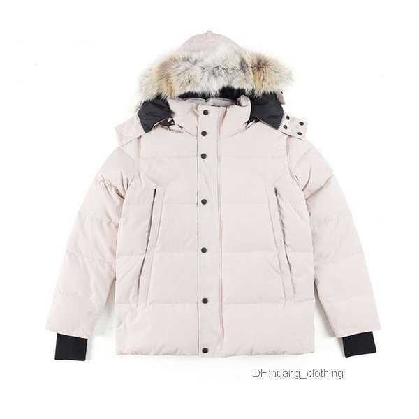 

canada down jacket parkas mens outerwear high-end hooded wolf fur windproof waterproof padded thicken coat removable cap coats outdoor jacke, Black