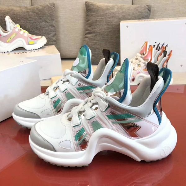 

luxury brand designer men women casual shoes triple white black sneakers leather trainer nylon printed platform trainers shoes 0715