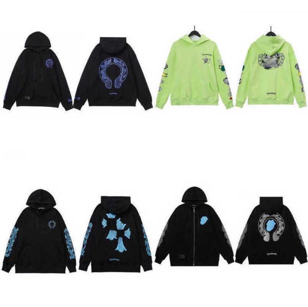 

men's fashion sweatshirts luxury jackets ch hoodies men women designer boy sanskrit print sweater zipper hooded cross pullover hoodie c, Black;brown