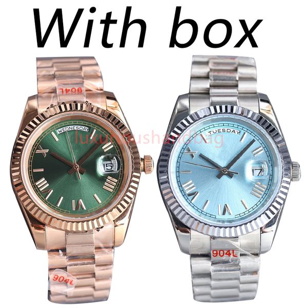 

week mens watch blue ceramic 40mm dial automatic 904l stainless steel automatic calendar sapphire mirror classic luminous waterproof belt bo, Slivery;brown