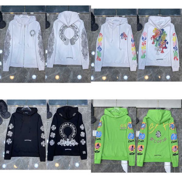 

jackets luxury mens fashion sweatshirts designer hoodies ch men women zipper cross scroll simple hooded sweater pullover hoodie casual coat, Black