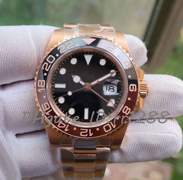 

bp factory gmt men's watches v2 126715chnr 126715 rose gold strap ceramic bezel 126710 40mm super luminous calendar cal.2813 automatic, Slivery;brown