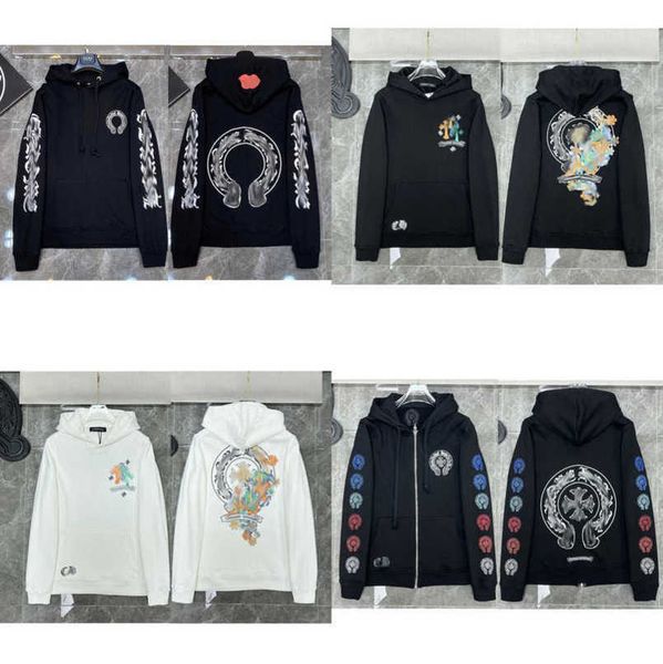 

jackets luxury fashion men's sweatshirts men women classic hoodies ch zipper hooded sweater designer cross pullover sanskrit hoodie cas, Black