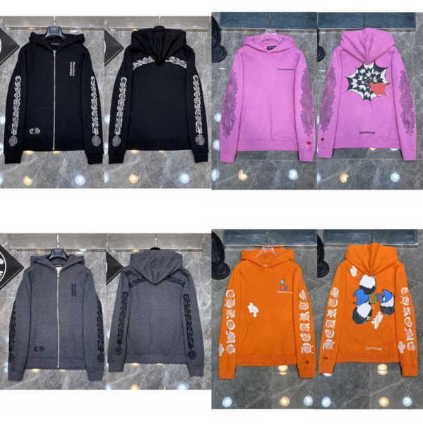 

men's luxury fashion sweatshirts jackets men women classic hoodies ch zipper hooded sweater designer cross pullover sanskrit hoodie cas, Black;brown