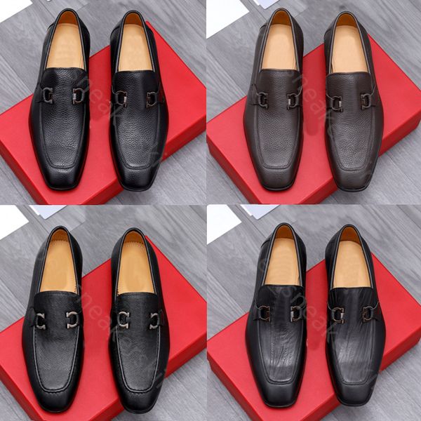 

2023 new men dress shoes designers loafers 100% leather men flat authentic cowhide casual shoe round toe classic slides loafer mens printed, Black