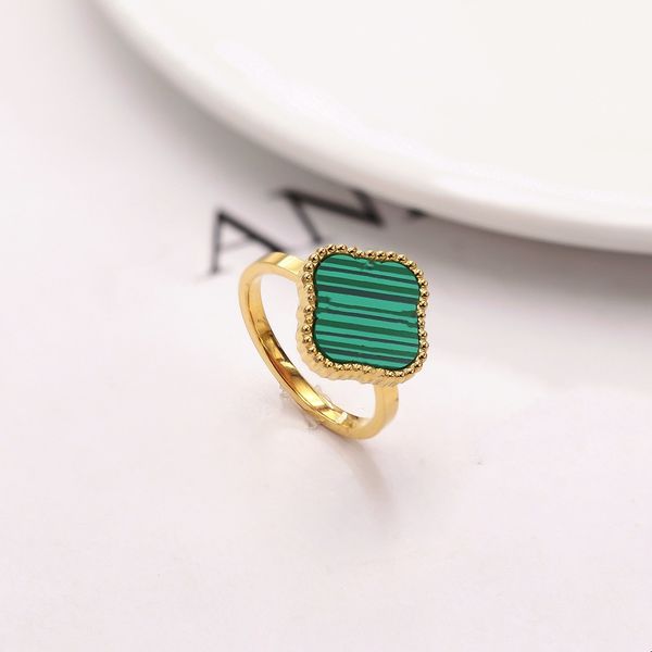 

luxury classic 4/four leaf clover charm ring designer 18k gold shell for girl wedding mother' day fashion jewelry women gift, Silver
