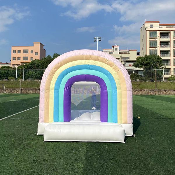 

commercial toddler castle rainbow inflatable bounce house soft play equipment kids mini bouncy castle with blower