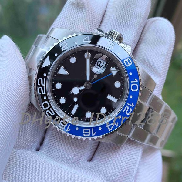 

bp factory gmt men's watches v2 126710 black-blue ceramic bezel jubilee 40mm super luminous calendar cal.2813 movement automatic mens w, Slivery;brown
