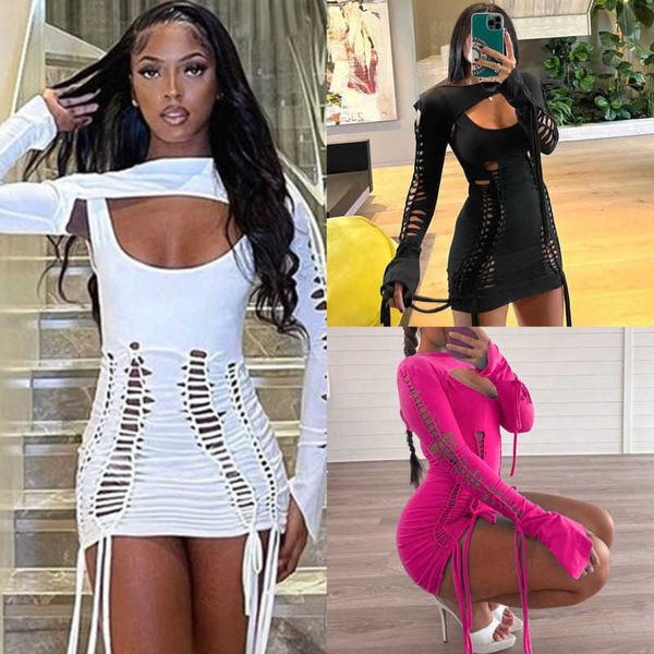 

women 2023 designer dresses new fashion open back hollow out dress long sleeve cape set, Black;gray