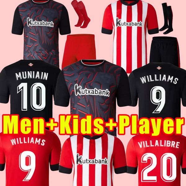 

22/23 bilbao soccer jerseys fans player version athletic unai simon i.martinez williams berenguer men kids kit socks full sets football shir, Black;yellow