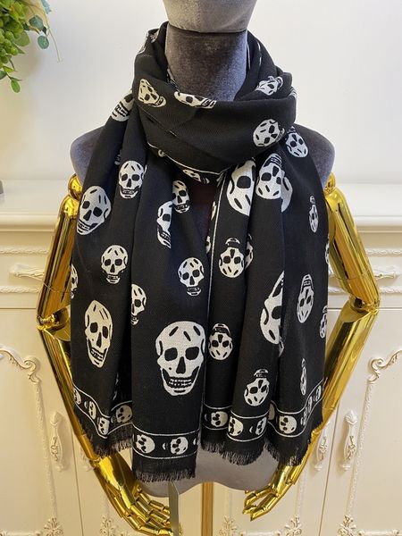 

women's long scarf shawl pashmina wool material black color print pattern size 180cm -65cm, Blue;gray