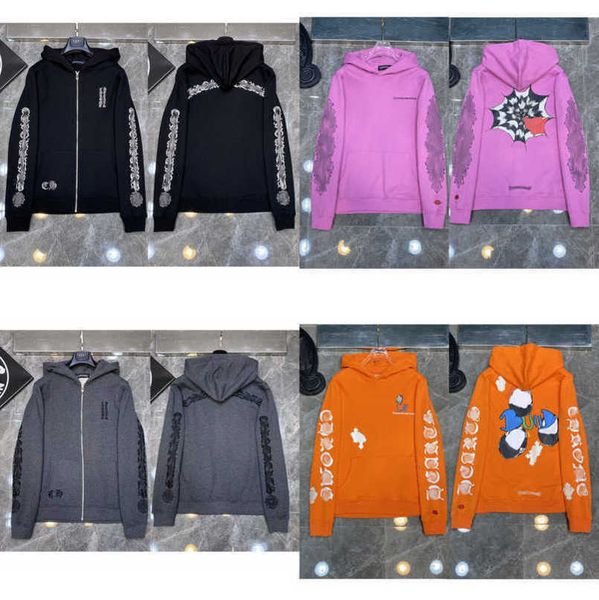 

luxury sweatshirts fashion men's jackets men women classic hoodies zipper hooded sweater designer cross pullover sanskrit hoodie casual, Black