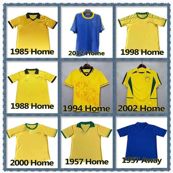 

brasil retro soccer jerseys ronaldo 1957 85 88 91 93 94 98 00 02 04 0612 ronaldinho kaka r carlos camisa de futebol brazils footb281j, Black;yellow
