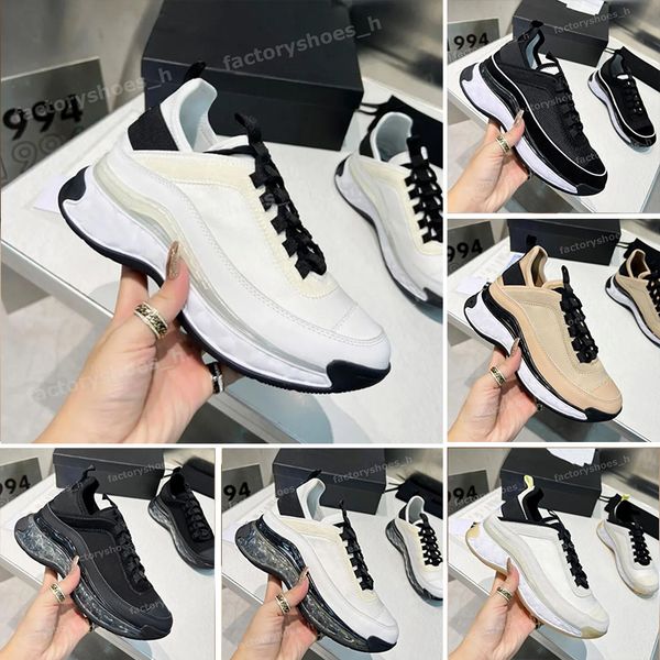 

men women casual shoes calfskin sneakers vintage reflective sneaker designer air cushion trainers patchwork platform trainer lace-up print s, Black