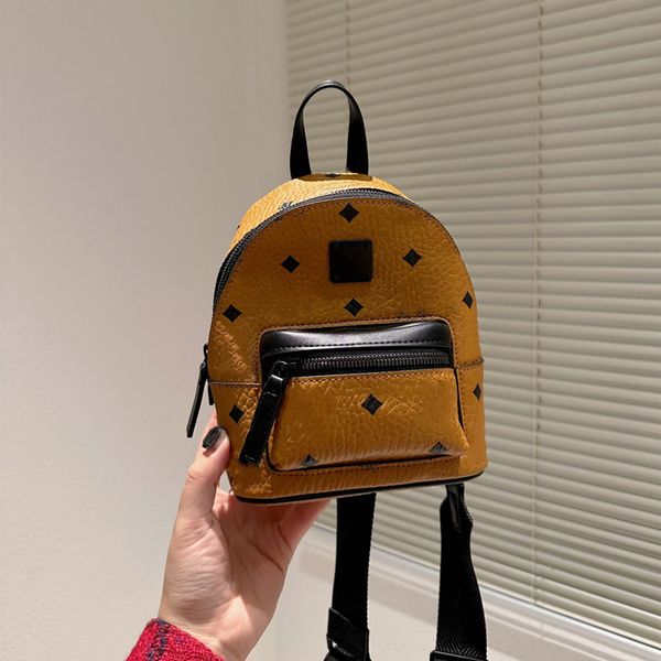 

designers lux brown mini single shoulder bag women leather backpack zipper closure internal slit pocket