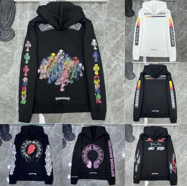 

sweatshirts fashion luxury men's jackets ch hoodies men women designer boy sanskrit print sweater zipper hooded cross pullover hoodie c, Black;brown