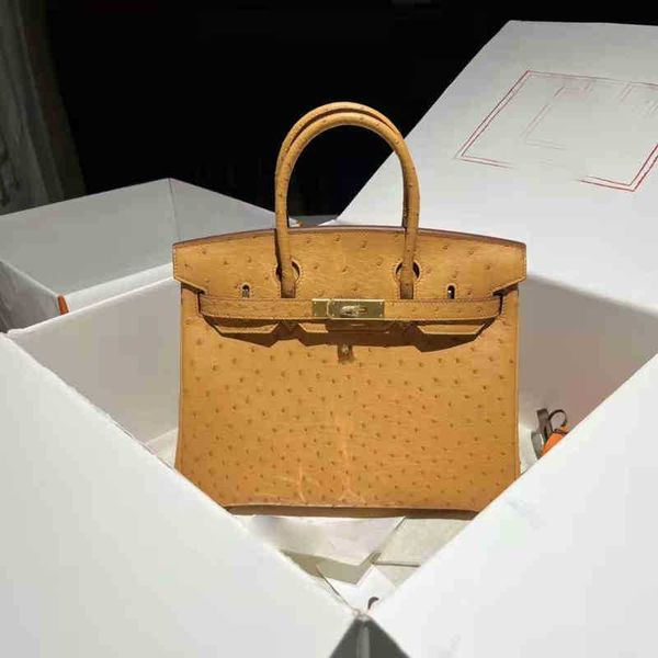 

herme birkins birkins bags h premium golden brown ostrich leather 3025mini small portable togo leather litchi pattern