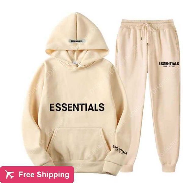 

2023 fw23autumn winter men women hooded sweatshirt suit pure cotton couple jogging sweatshirts oversized streetwear tracksuit, Black