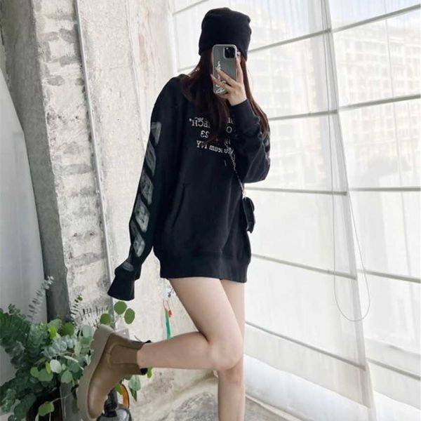 

offs style white brooklyn museum co branded painted arrow hoodie, Black