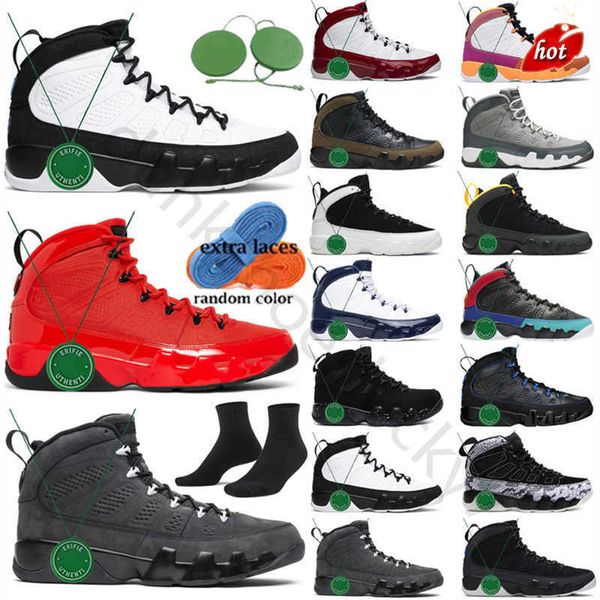 

og jumpman 9 9s basketball shoes men fir chile red particle cool grey racer university blue gold bred patent anthracite, Black