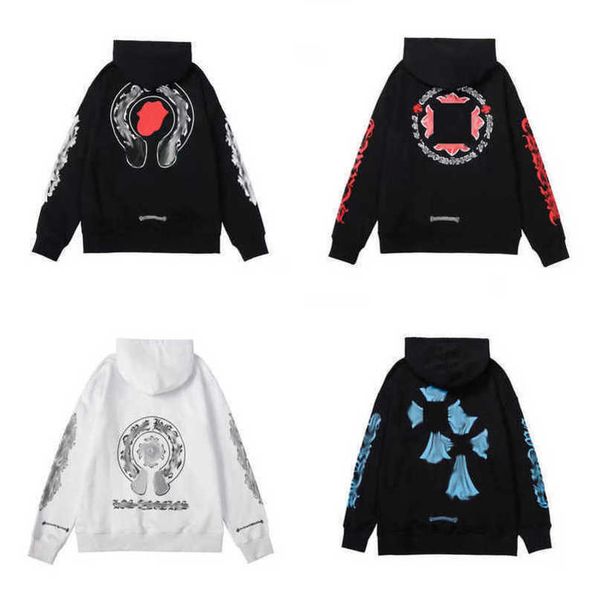 

fashion luxury men's sweatshirts jackets ch hoodies men women designer boy sanskrit print sweater zipper hooded cross pullover hoodie c, Black