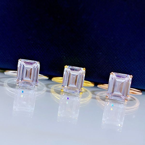 

wedding accessories pure silver engagement rings fadeless couple square diamonds birdal ring proposal ring no fading ladies jewelry r057, White