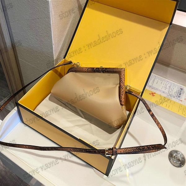 

first small python leather clutch bag designer handbag women luxurys shoulder bags purse crossbody soft caramel colored nappa leat2948