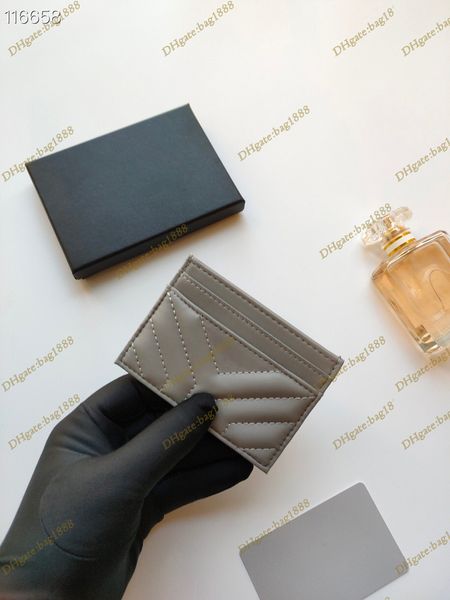 

new genuine leather bag fashion designer jacquard embossed stitching cowhide credit card clip, Brown;gray