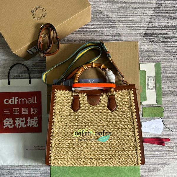 

10a luxury design g pattern diana bamboo handle handbag crossbody bag women's brown rattan weave leather shoulder belt tote bags