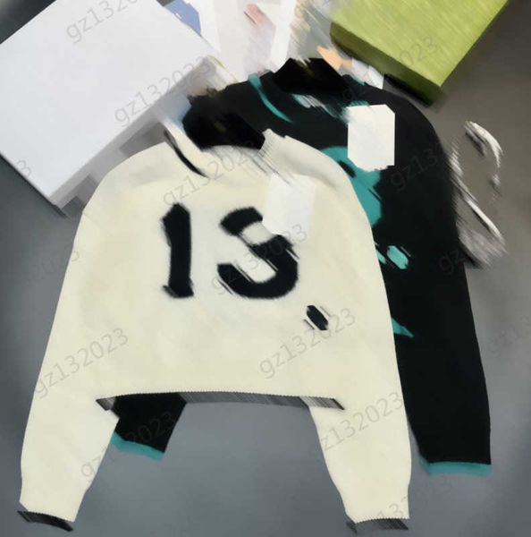 

womens sweaters digital jacquard logo crew neck pullover knitted sweater pure wool fabric long sleeves short knitwear fashion brand women ap, White;black