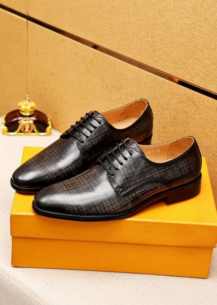 

2023 men's genuine leather dress shoes fashion pointed toe wedding party oxfords brand designer lace-up business flats size 38-45, Black