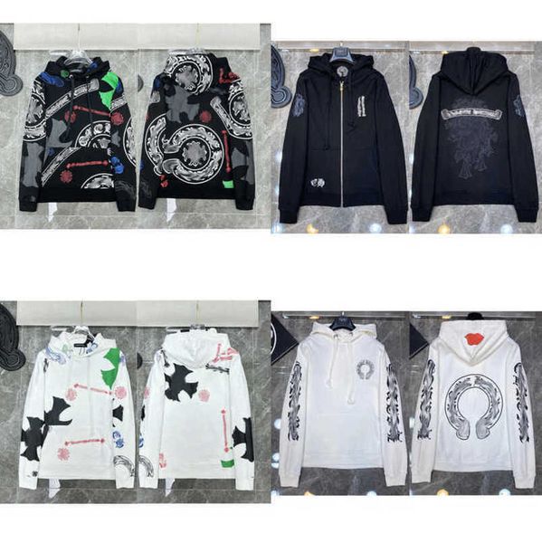 

jackets men's fashion luxury sweatshirts men women classic hoodies ch zipper hooded sweater designer cross pullover sanskrit hoodie cas, Black;brown